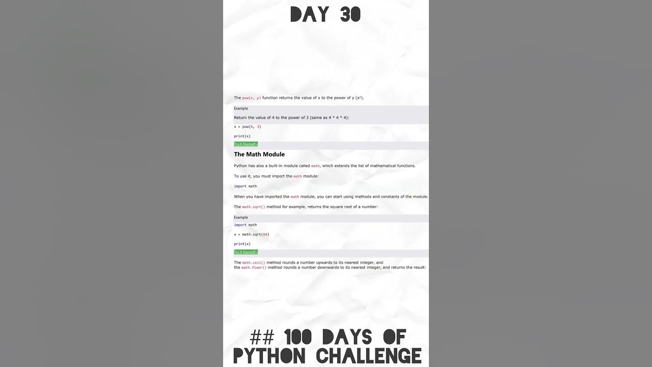 Day 30 of my 100 days of python challenge #python #100daysofpython ...