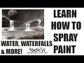 LEARN HOW TO SPRAY PAINT - WATER FALL SPRAY PAINT ART TUTORIAL