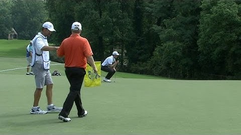 Brad Fritsch drains an improbable birdie putt on No. 14 at Wyndham