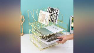 Hosaken Paper Tray, 3-Tier Stackable File Trays Plus Magazine Holder, Wire Desk review