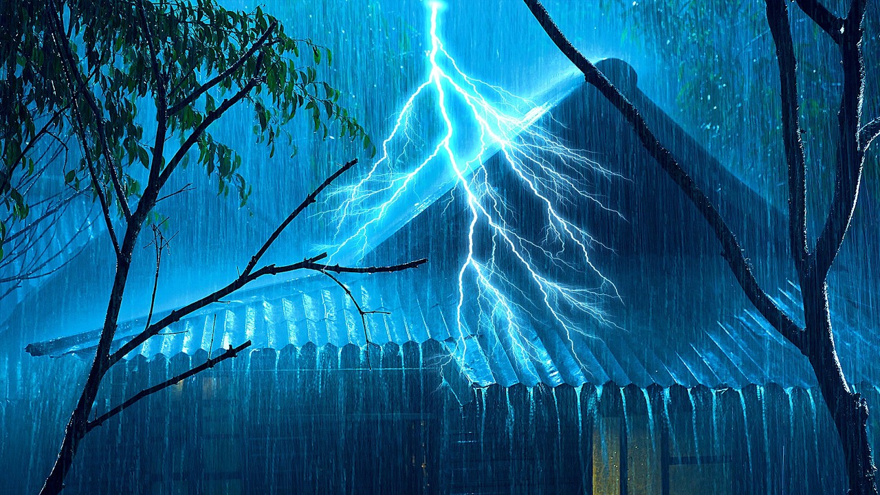 Heal Your Mind & Fall Asleep Instantly💤 Stormy Night, Heavy Rainstorm & Strong Thunder on Roof