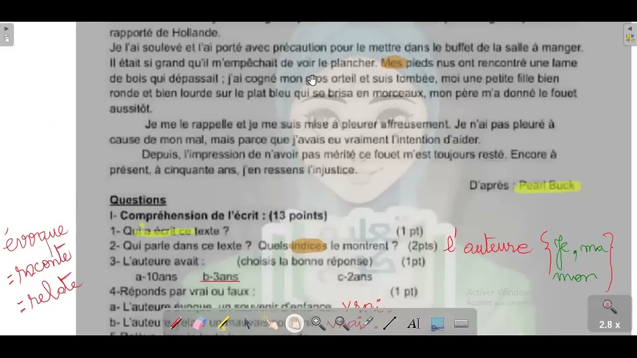 فرض مقترح الفصل الثالث لغة فرنسية الثالثة متوسط