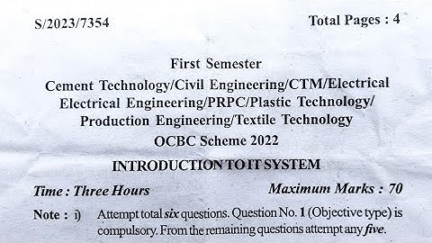 POLYTECHNIC | INTRODUCTION TO IT SYSTEM |  RGPV | QUESTION PAPER| 2022 | 1ST SEMESTER