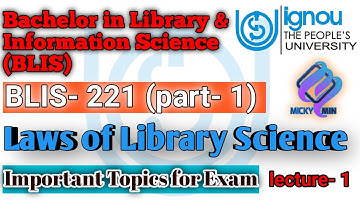 BLIS- 221 Book - 1 ( Five Laws of Library science  ) | All important topics for Exam | Lecture- 1