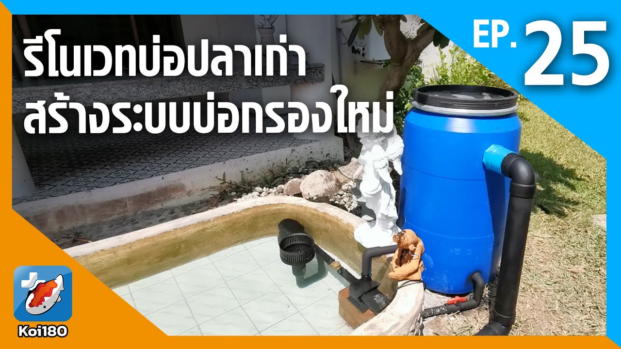 รีโนเวทบ่อปลาเก่าที่ไม่มีบ่อกรอง ติดตั้งระบบกรองชุดใหม่