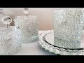 INEXPENSIVE DIY | TURNING UPCYCLED CANDLE HOLDERS INTO BLING AND GLAM MAKE UP CONTAINERS