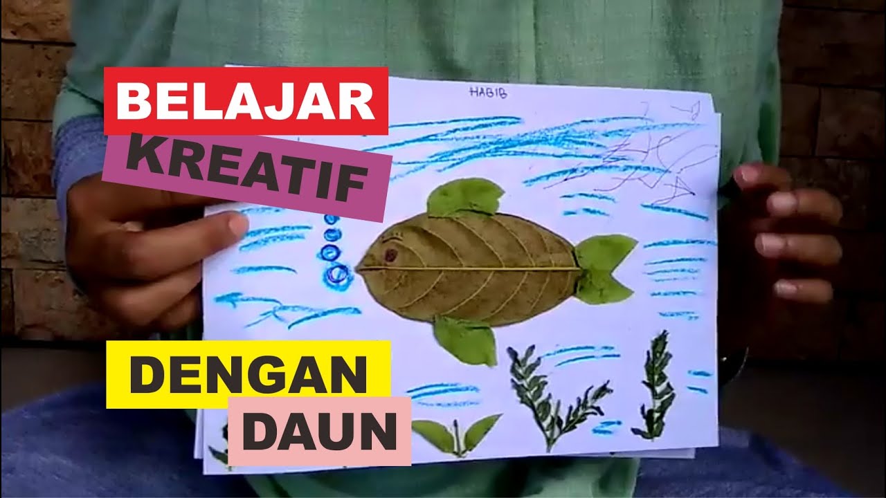 Contoh Gambar Kolase Ikan Dari Daun Kering