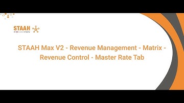 STAAH Max V2 - Revenue Management - Matrix - Revenue Control - Master Rate Tab