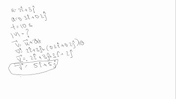 A particle has initial velocity (2i + 3j) and acceleration (0.3i + 0.2j) - physics motion in a plane