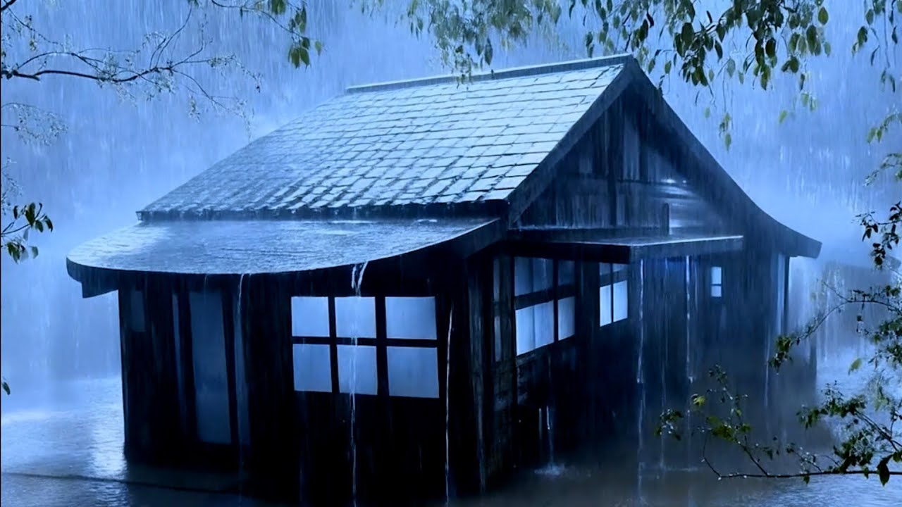 Eliminate Insomnia in 3 Minutes with Loud Rain & Powerful Thunder on Ancient Tin Roof in Dark Forest