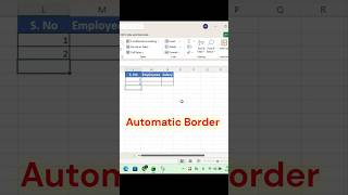How To Set Auto Border in MS Excel | Auto Border in Excel #shorts #excel #msexcel