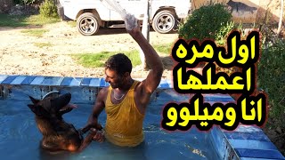 نزلت ميلوو حمام السباحة/ واول مره انزل معاه ( شويه لعب )