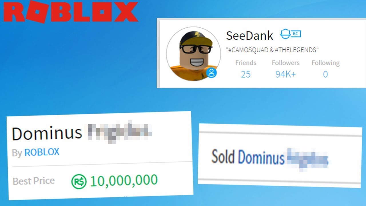 Hacking A Youtuber Selling His Dominus For 100 Robux Roblox - 