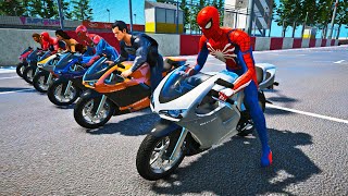 CARRERAS Team Spiderman vs Team liga de la Justicia Desafío de Motos y Carros de Colores screenshot 5