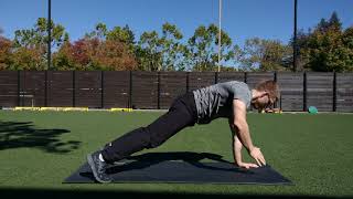 Shoulder Taps + Downward Dog + High Plank exercise complex