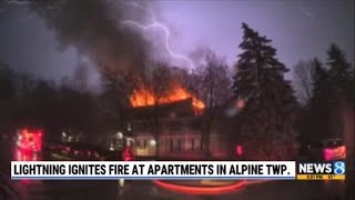 Lightning strike causes fire at apartment complex in Alpine Township