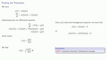 Variation of Parameters (First Order Equations)