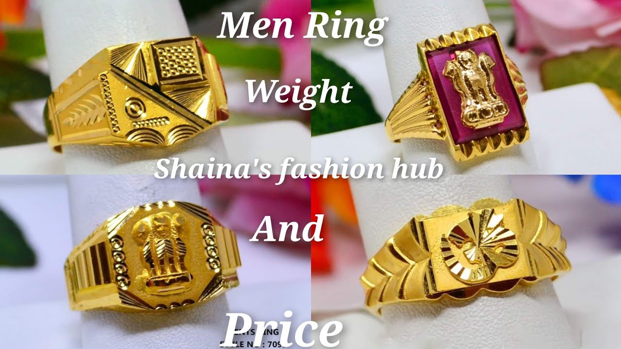 Manufacturer of Mens 916 gold ashok stambh cz plain gold ring-mpr13 |  Jewelxy - 135471