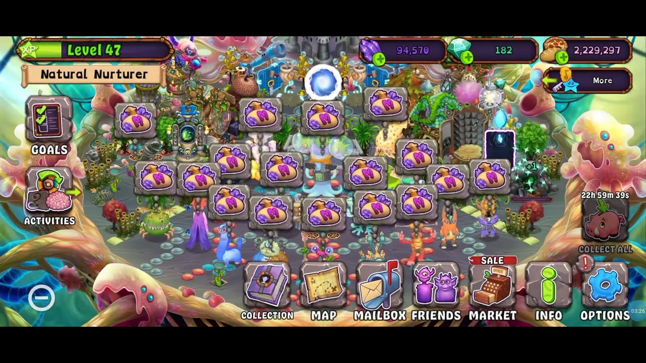 Spending nearly 10 minutes on my singing monsters and getting to 1 ...