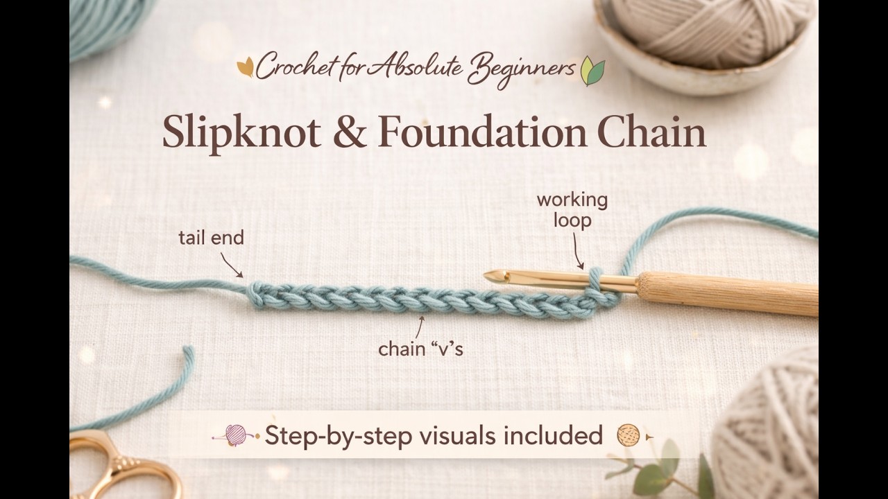 Crochet for Absolute Beginners – Slip Knot & Foundation Chain