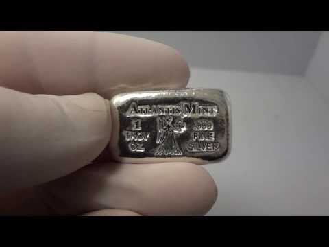 1 troy oz .999 fine silver hand poured Virgo bullion bar by Atlantis Mint