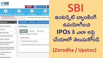 How to Apply IPO in SBI Net Banking Telugu (Zerodha / Upstox)