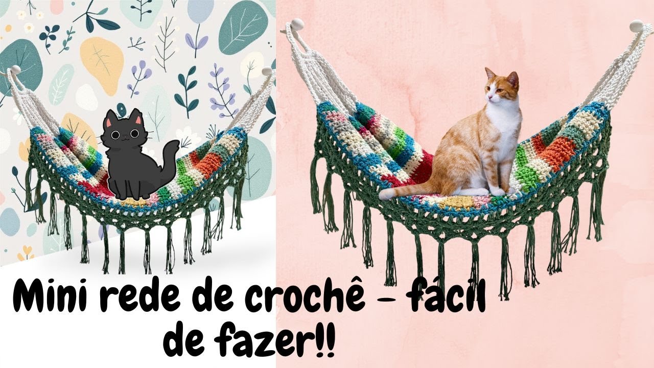 Mini rede de crochê.. Colorida e fácil de fazer!