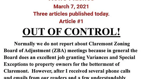 Claremont NH Zoning Board Member Tracy Pope Out of...