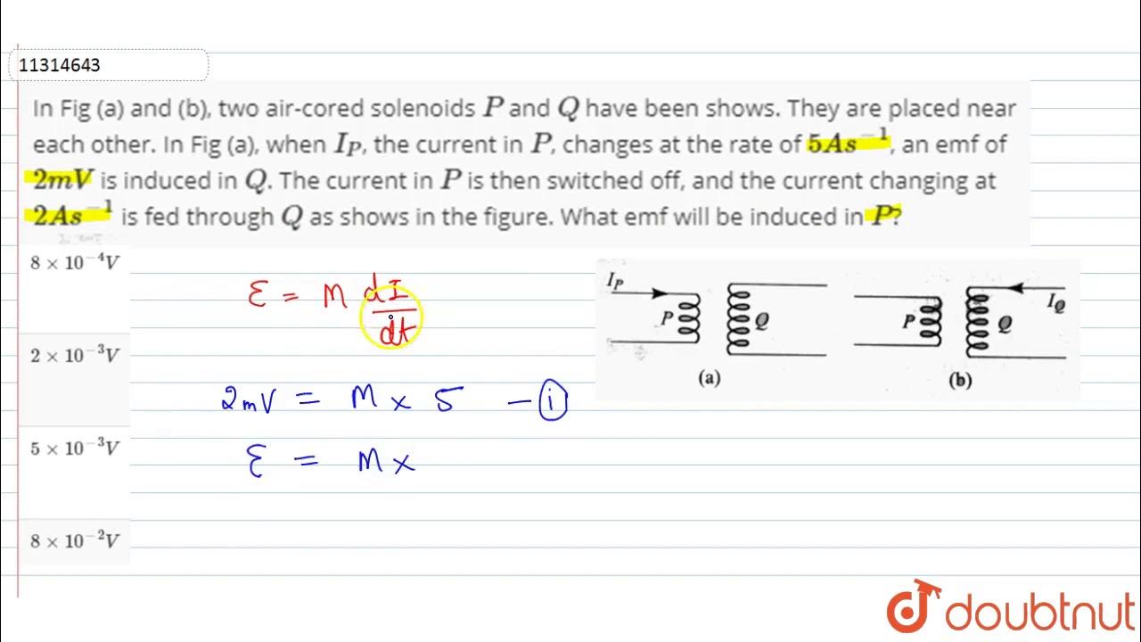 In Fig (a) and (b), two aircored solenoids `P` and `Q` have been shows