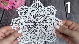 картинка: МК Салфетка крючком,,Летний ананас,,. Часть 1. (10 рядов)