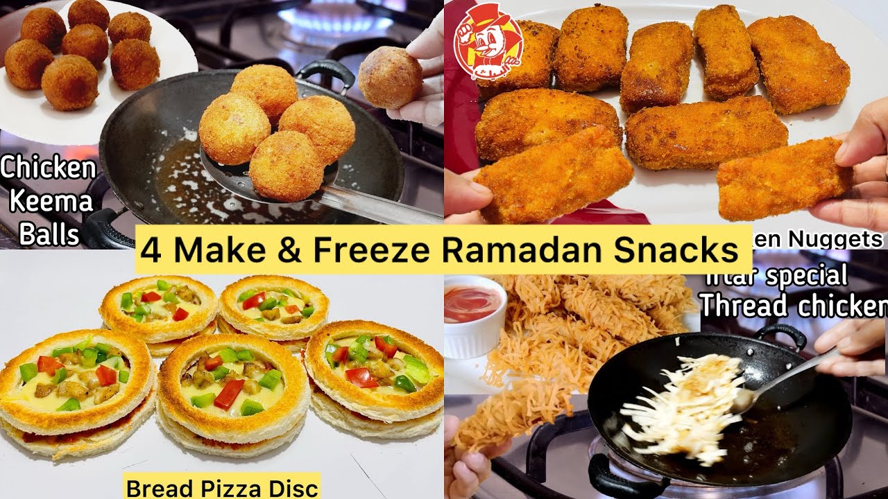 4 Make & Freeze Ramadan Snacks Recipes| Chicken Nuggets, Keema Balls, Bread pizza disc