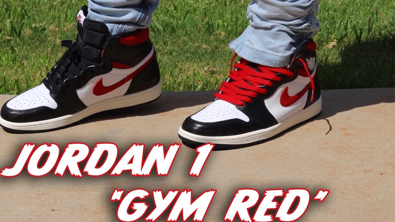 gym red 1s on feet