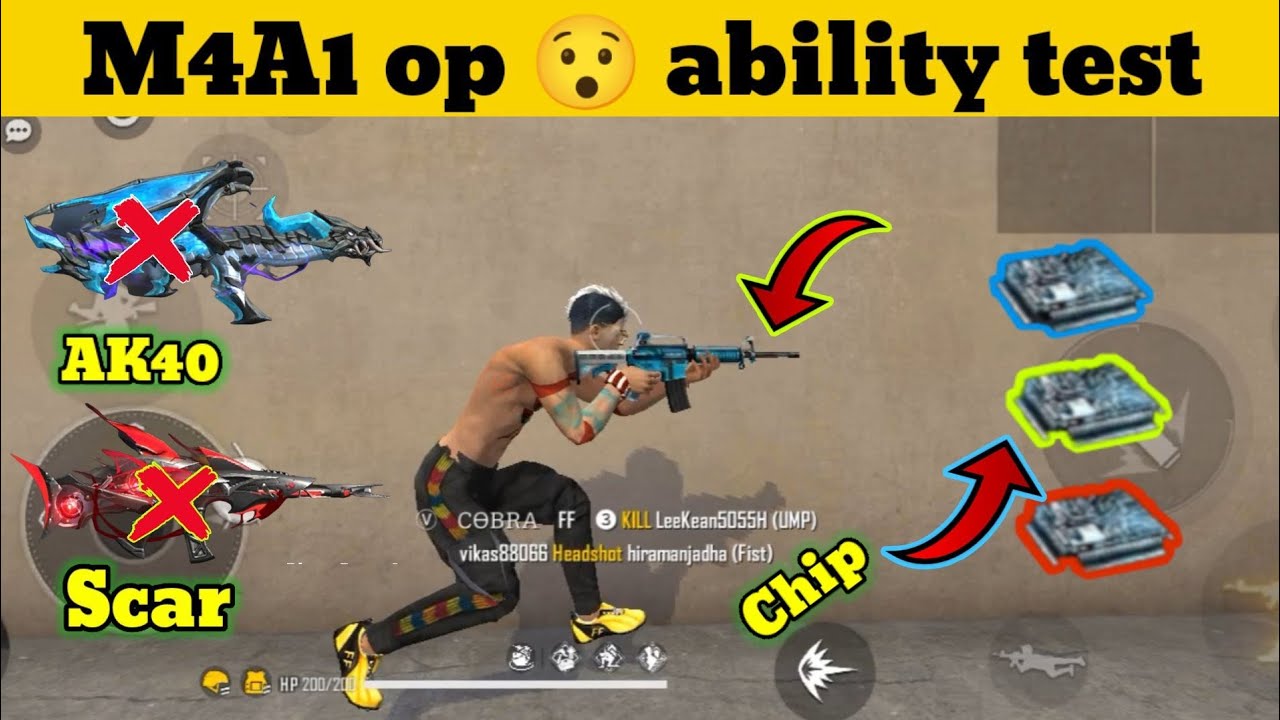 M4A1 GUN FULL ABILITY TEST WITH CHIP IN FREE FIRE-PARA SAMSUNGA2,A4,A7,A9,J2J4,J7,J9,S2,S3,S7,S9,A10