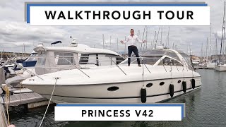 Princess V42 Walkthrough Tour  A superbly built, beautifully finished offshore sports cruiser