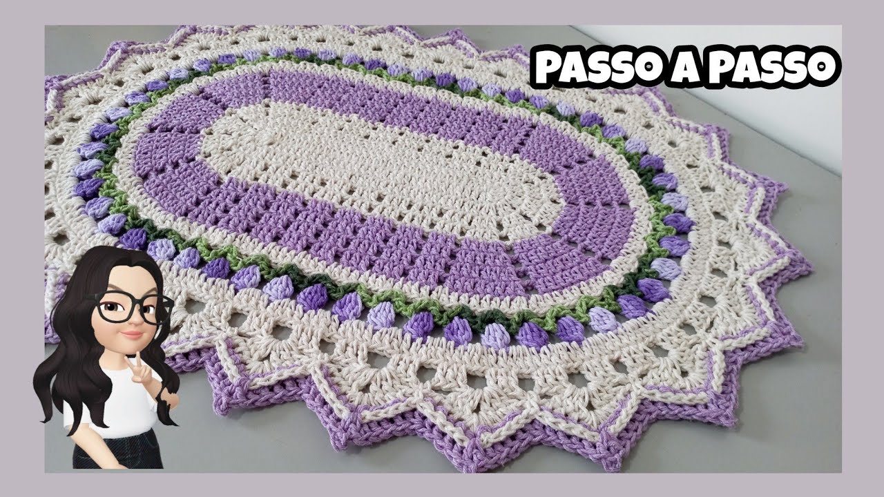 Passo a Passo - Tapete Irene com Tulipas🌷/O Mais Fácil que Existe 🥰 #crochet #tapetedecroche