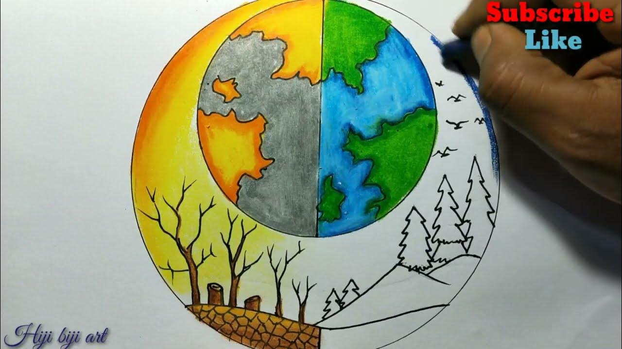 Save Earth Save Life Drawing / Earth Day Special Drawing For Beginners  /#Earthdaydrawing - Youtube