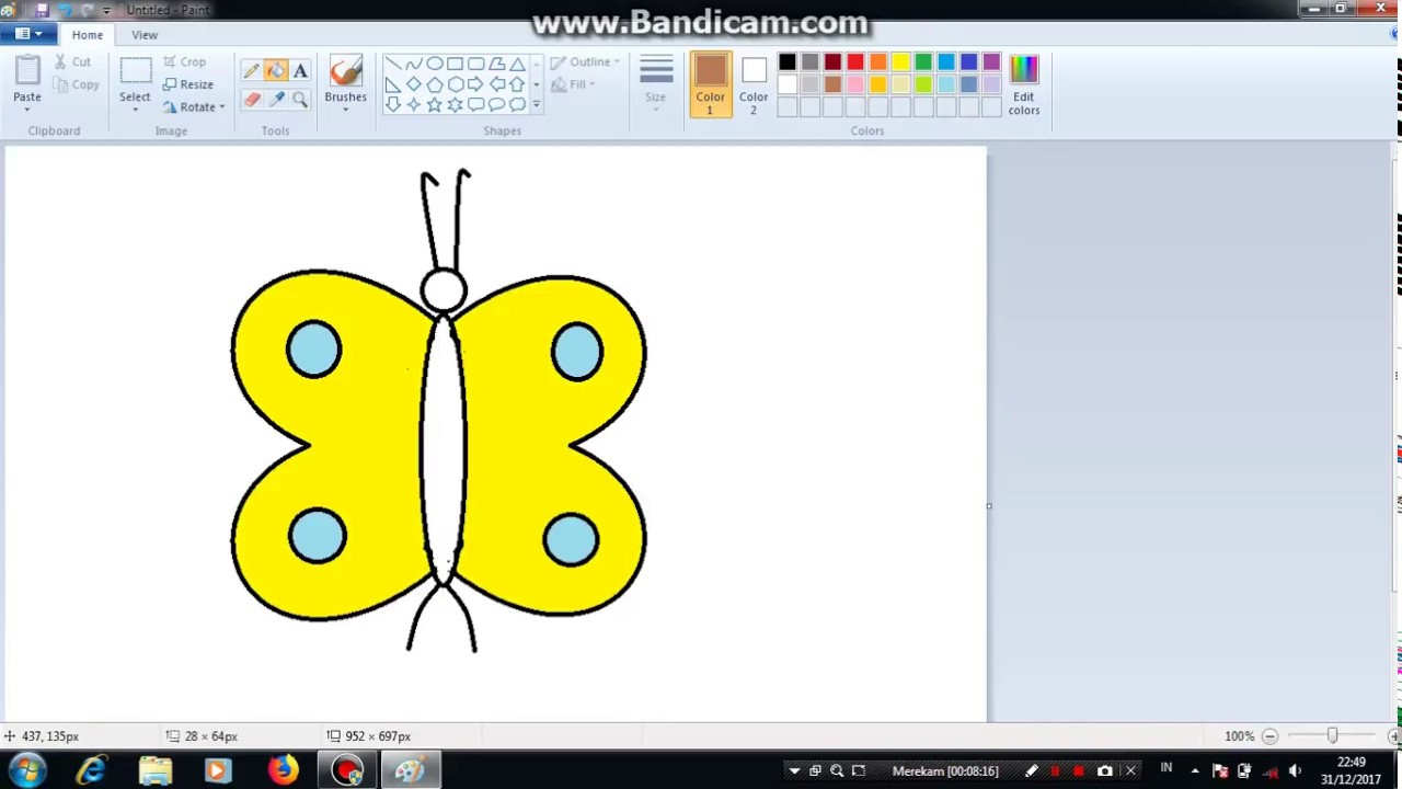 TUTORIAL menggambar  kupu kupu menggunakan  paint  YouTube