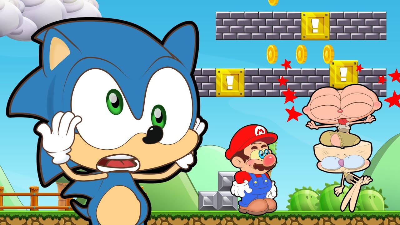 Pintar SONIC E SUPER MARIO BROS para criança em portugues aprenda com cores  e nomes 