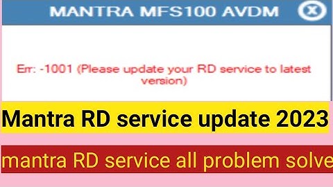 Mantra RD service update 2023||Mantra RD service all problem solve