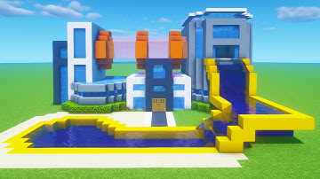 Minecraft Tutorial: How To Make A Futuristic Modern House With a Water Slide "2020 Tutorial"