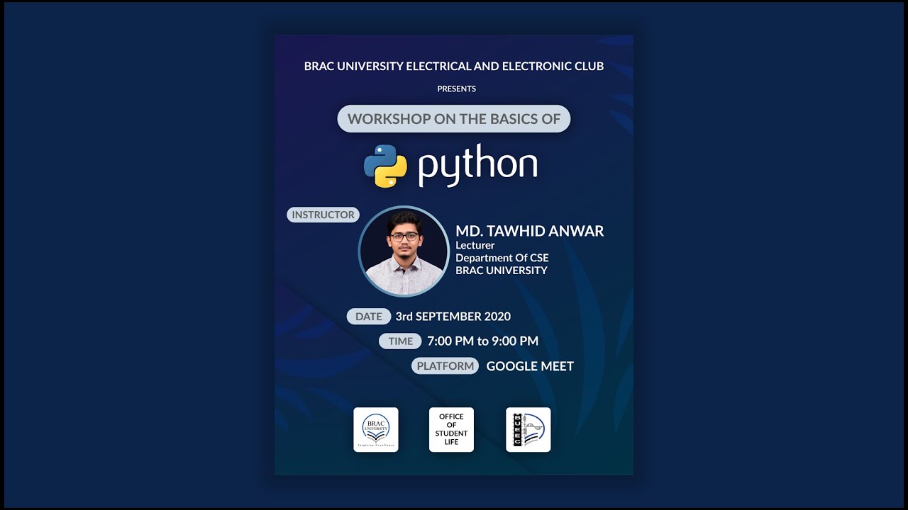 Workshop on The Basics of Python arranged by BUEEC - YouTube