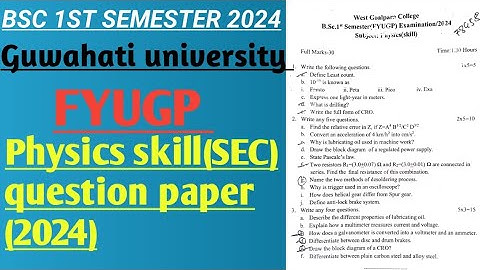 Bsc 1st semester physics skill(SEC) question paper ||guwahati university FYUGP