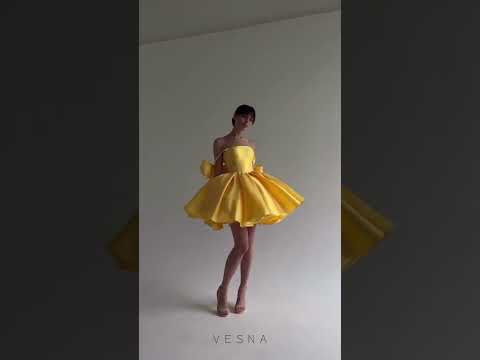 Платье на выпускной желтого цвета #yellow #yellowdress #shorteveningdress #eveningdress #dress