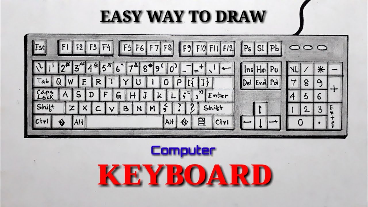 Computer keyboard line drawing  Stock Illustration 98915129  PIXTA