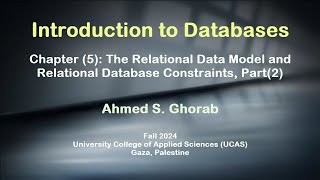 Ch (5): The Relational Data Model and Relational Database Constraints, Part(2) Net Worth