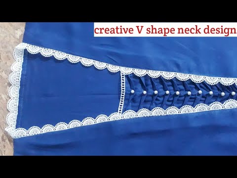 v shape neck design with lace