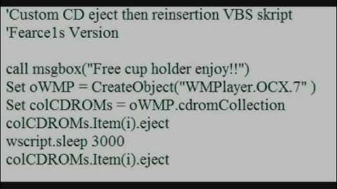 CD tray open then close VBS code