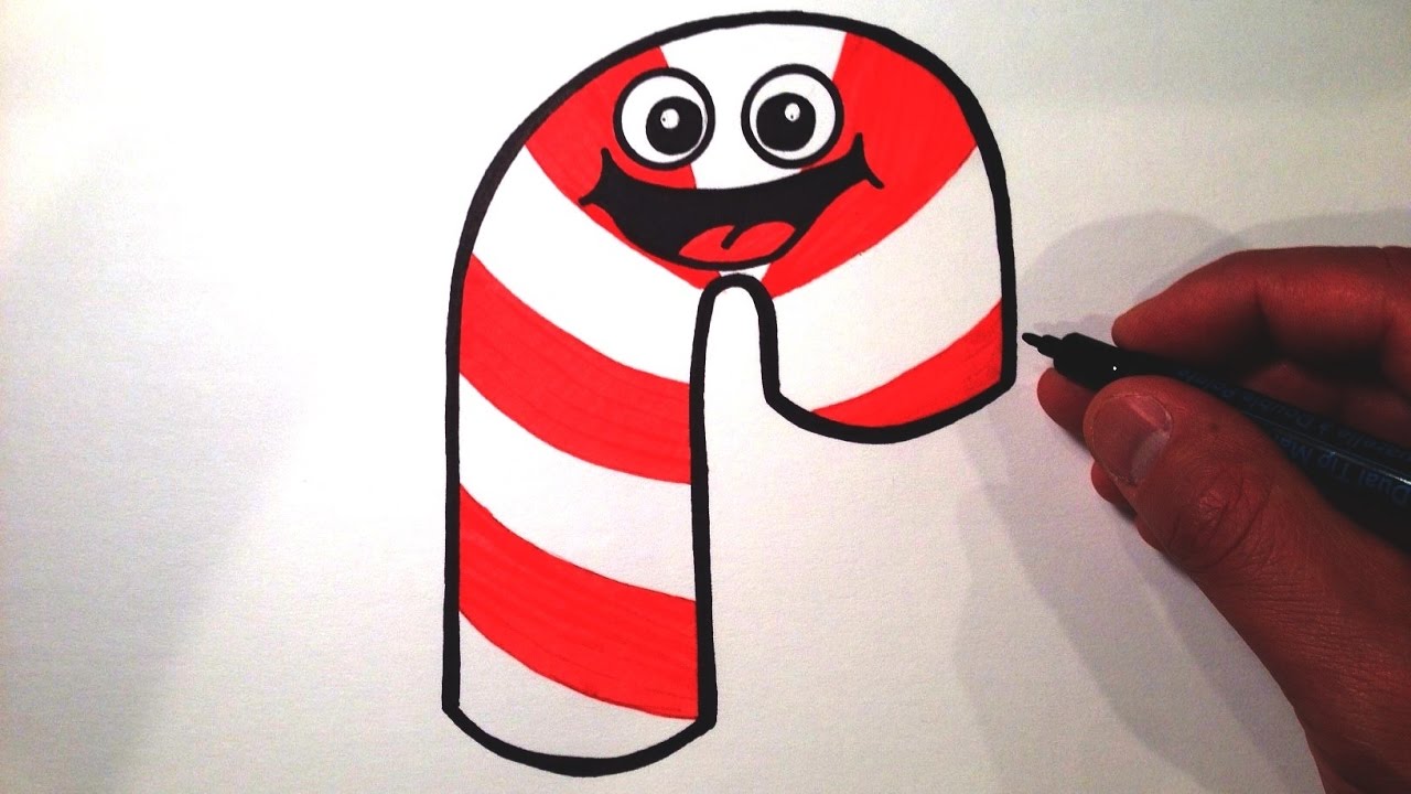 How to Draw a Cute Candy Cane Smiley Face - YouTube