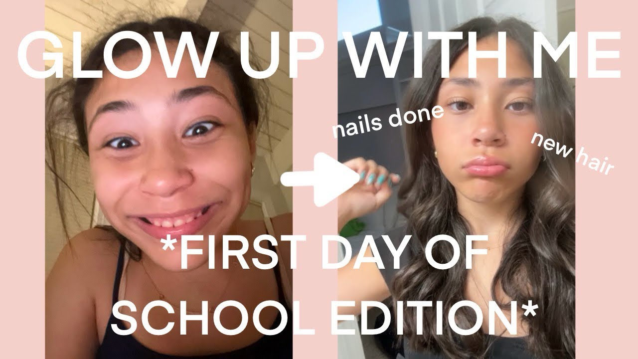 GLOW UP WITH ME *FIRST DAY OF SCHOOL EDITION* (NEW NAILS & HAIRCUT ...