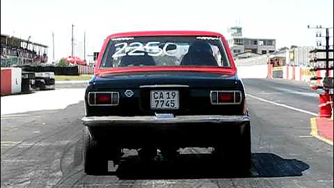 Datsun 1200 4AGe turbo power, leaving nice black lines of the line...